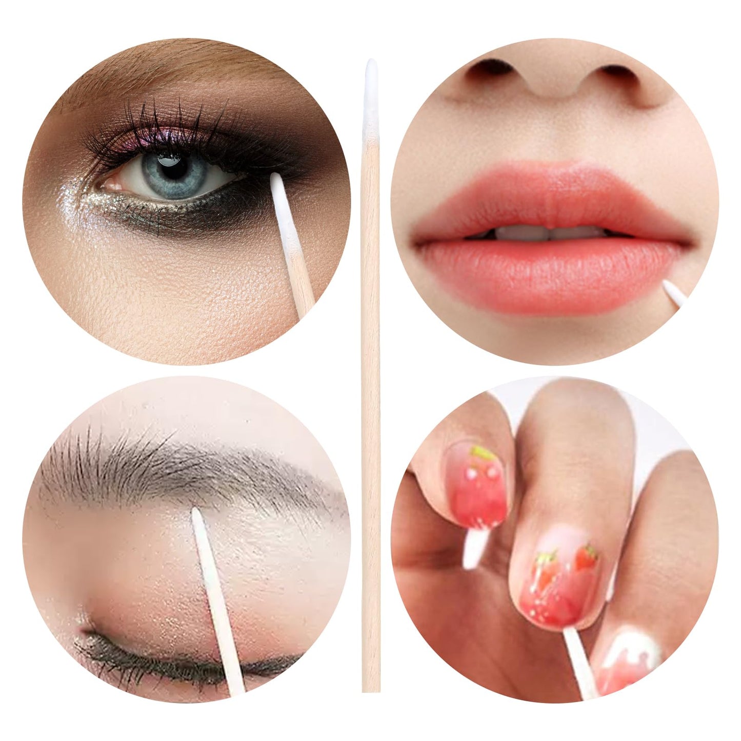 1000Pcs Cotton Buds,Pointed Cotton Buds,Microblading Cotton Swab, for Eyebrow Tattoo Beauty Make-up Color Nail Seam Dedicated Dirty Picking, Wood Handle Small Pointed Tip Head