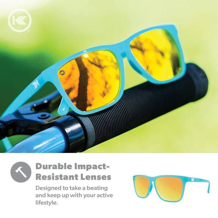 Knockaround Fast Lanes Sport - Polarized Running Sunglasses for Women & Men - Impact Resistant Lenses & Full UV400 Protection, Pool Blue Frame/Yellow Sunset Lenses