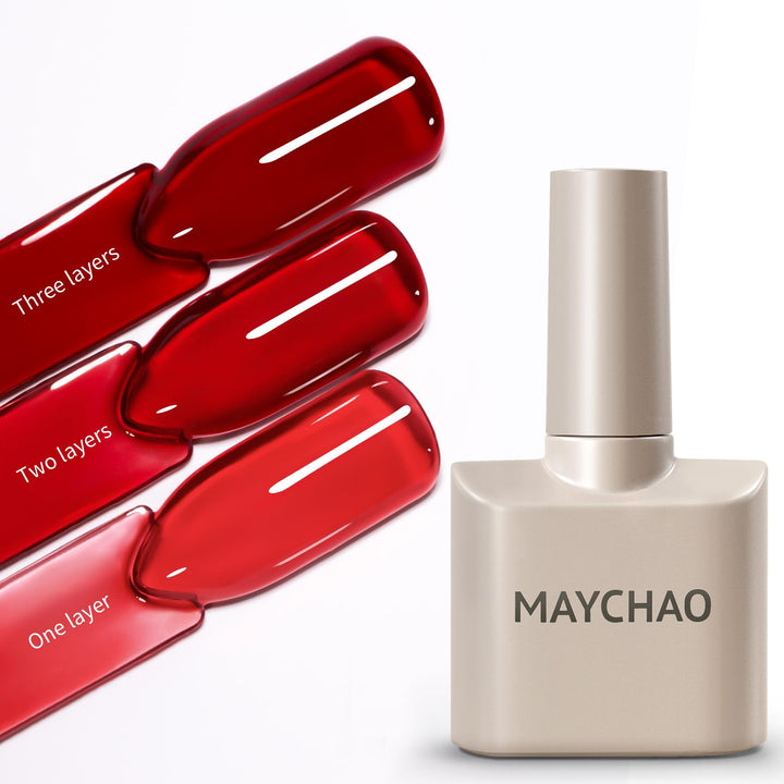 MAYCHAO 15ML Jelly Apple Red Gel Nail Polish 1Pc Transparent Red Gel Polish Soak Off UV LED Translucent Nail Polish Nail Art Starter Manicure Salon DIY at Home, 0.5 OZ