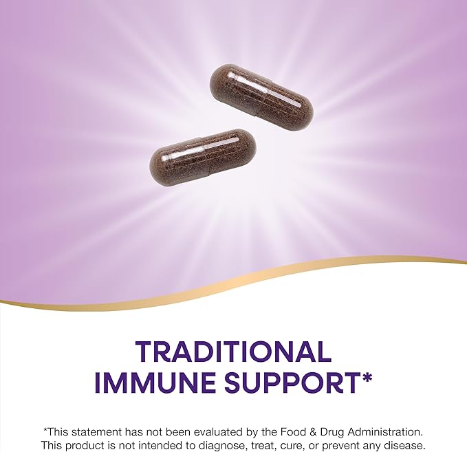 Nature's Way Black Elderberry Supplement, Traditional Immune Support*, With Elderberry and Elderflower, Plant Powered, 100 Capsules (Packaging May Vary)