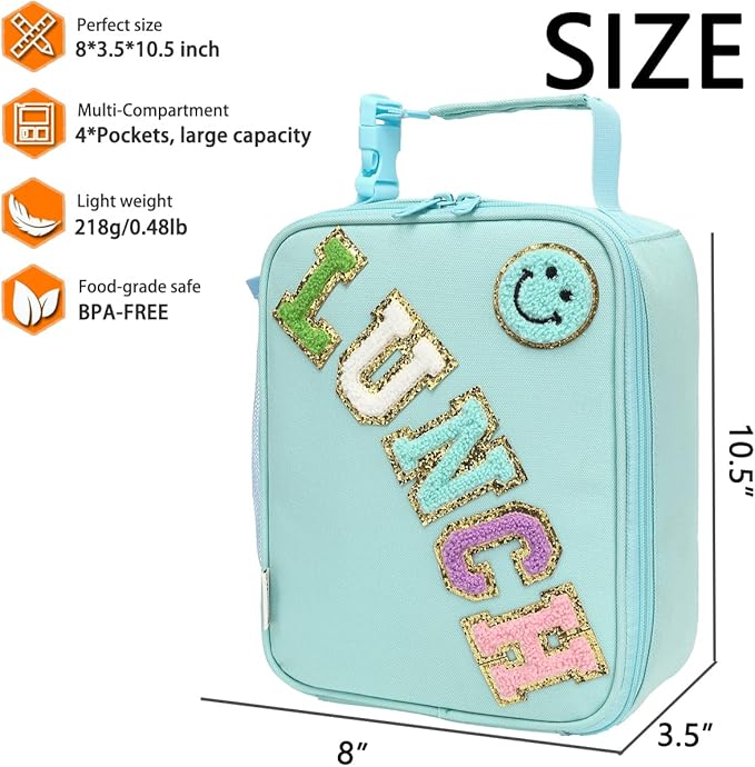 Insulated Lunch Bag for Women Girl Teen large Insulated Kid Lunch Bag,Large Reusable Cute Cooler Bag for School Work Picnic,Baby Green