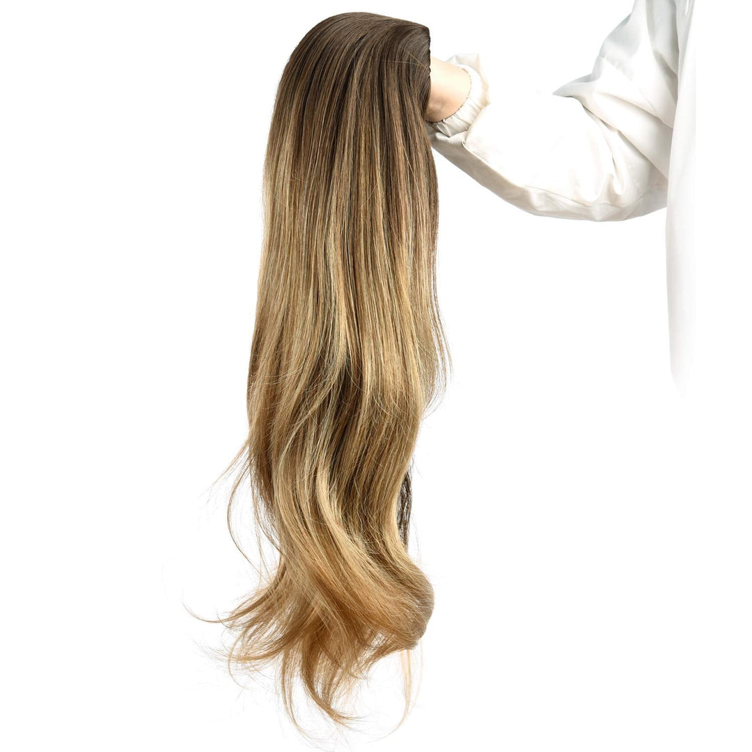 24 Long Wavy Clip In Half Head Tied Wig Japanese Synthetic Kanekalon Fibers Hair Extensions For Women 210G (9-7-2#)