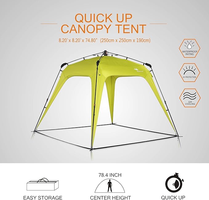 8.2'x8.2' Pop Up Canopy, 2023 Upgraded Outdoor Canopy, Portable Folding Instant Camping Canopy, Easy Set-up Canopy with 1 Sidewall