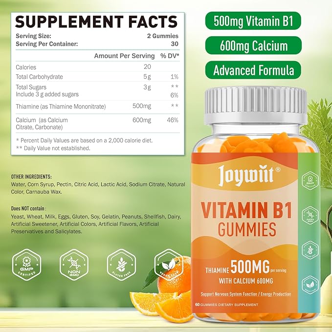 Vitamin B1 100mg and 500mg Gummies