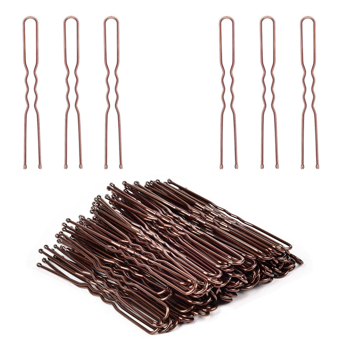 U Shaped Hair Pins, IKOCO 2.4inch Hair Pins for Women with Storage Box, Brown