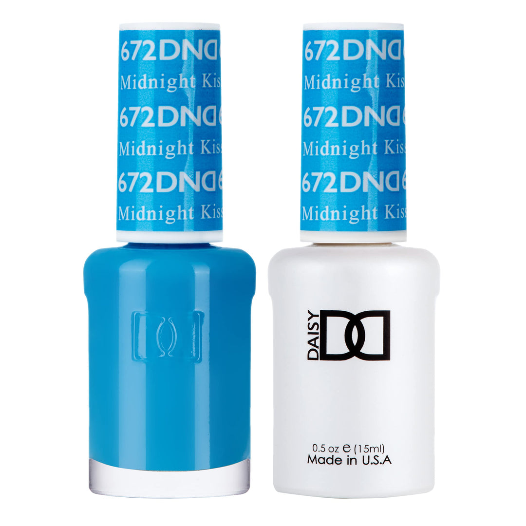 DND Gel Polish Set, Blue Collection, UV Gel Polish and Air Dry Nail Lacquer, Matching Chip-Free Polish Duo, 672 Midnight Kiss, 0.5 Fl Oz