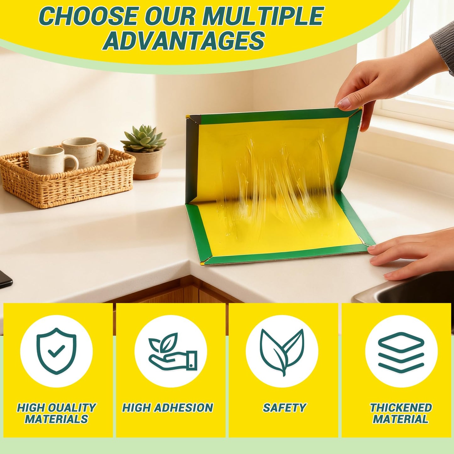 10 Packs Stickypads Glue Traps - 12.4 Inch x 8.2 Inch Sticky Pads Extra Strong, Gluetraps for Bed Bug & Cockroach, Glueboard Indoor Outdoor, Efficient Gum Pads for Home Kitchen Office Garage Garden