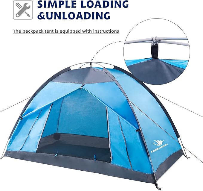 7.2 × 4 × 4 Feet Single Backpack Tent, Waterproof Camping and Hiking Tent can be Used by One Person, Light and Durable