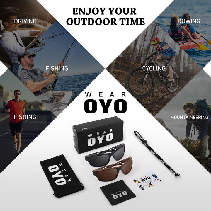 WEAROYO Polarized Sports Sunglasses for Men Women,Fishing Driving Rectangular Goggles UV400 Protection