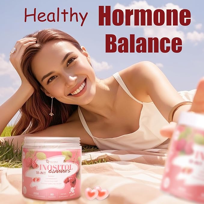 18-in-1 Inositol Supplement, Multivitamin Inositol Gummies with Vitamin C, B12, D3, E, Folate, Berberine, Rhodiola, Hormone Balance for Women&Ovarian* Support | Vegan, Non GMO - 90 Count