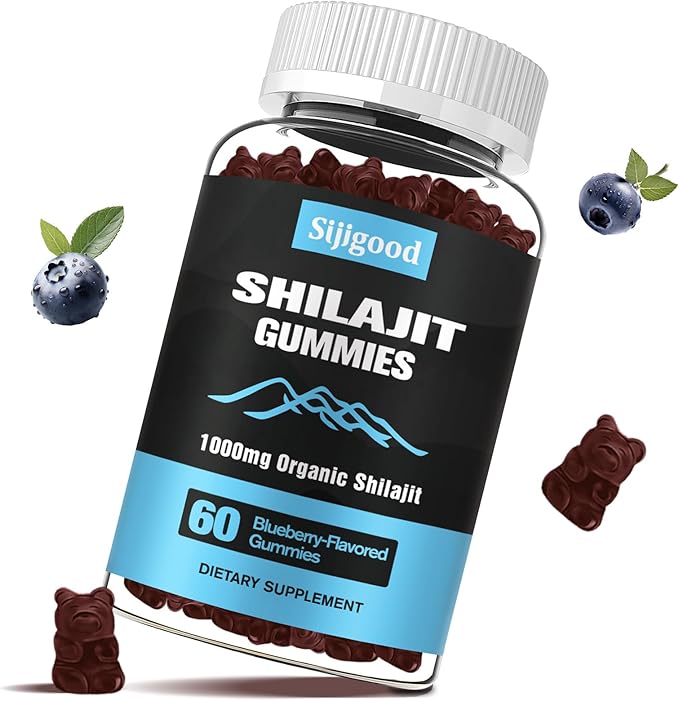 Shilajit Gummies, Shilajit Gummies with 85+ Trace Minerals, Shilajit for Men & Women, Himalayan Shilajit Supplement - 60 Blueberry Flavored Gummies