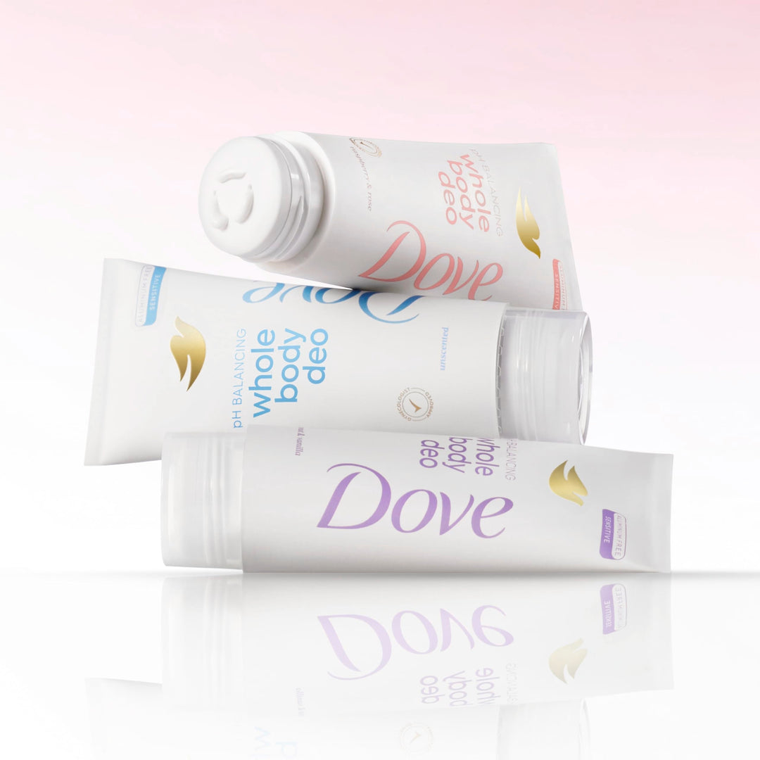 Dove Whole Body Deodorant Aluminum Free pH Balancing Cream Raspberry & Rose for 72h Odor Control 2.5 Oz
