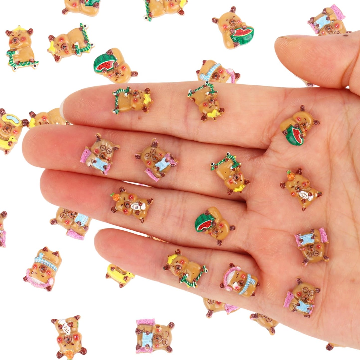 120pcs Mini Capybara Decor, Resin Tiny Capybara Dollhouse Miniatures Resin Animals Miniature Animal Desktop for Dollhouse Micro Landscaping Decoration
