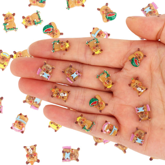 120pcs Mini Capybara Decor, Resin Tiny Capybara Dollhouse Miniatures Resin Animals Miniature Animal Desktop for Dollhouse Micro Landscaping Decoration