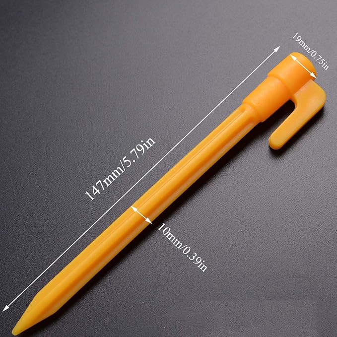 8pcs Outdoor Camping Tent Stakes Pegs Pins Trip Plastic Tent Nails Yellow Tent Accessories