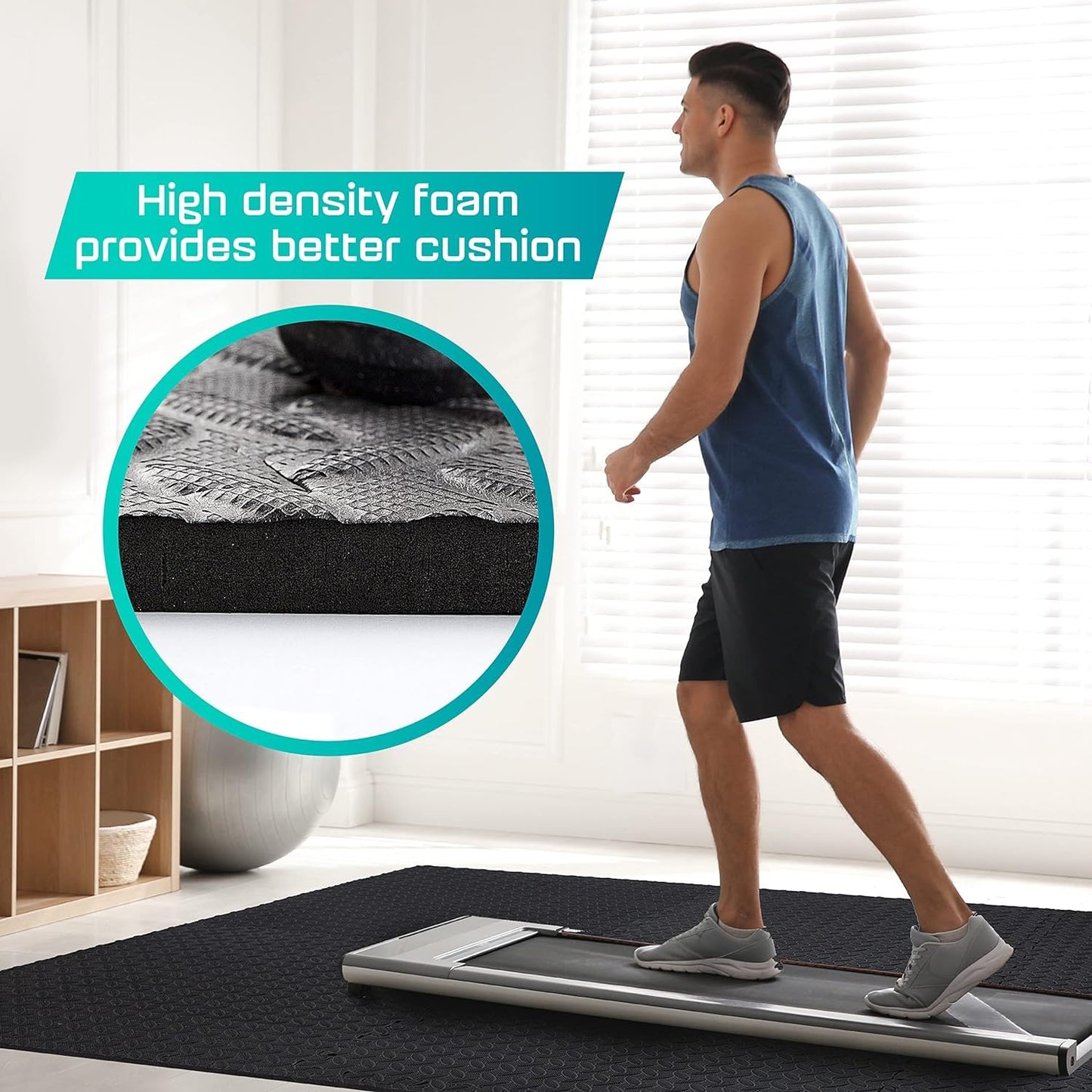 Yes4All 108 SQ. FT Puzzle/Interlocking Exercise Mat Tiles for Home Gym, Exercise EVA Foam Floor Padding with Border for Workout Equipment (Black)