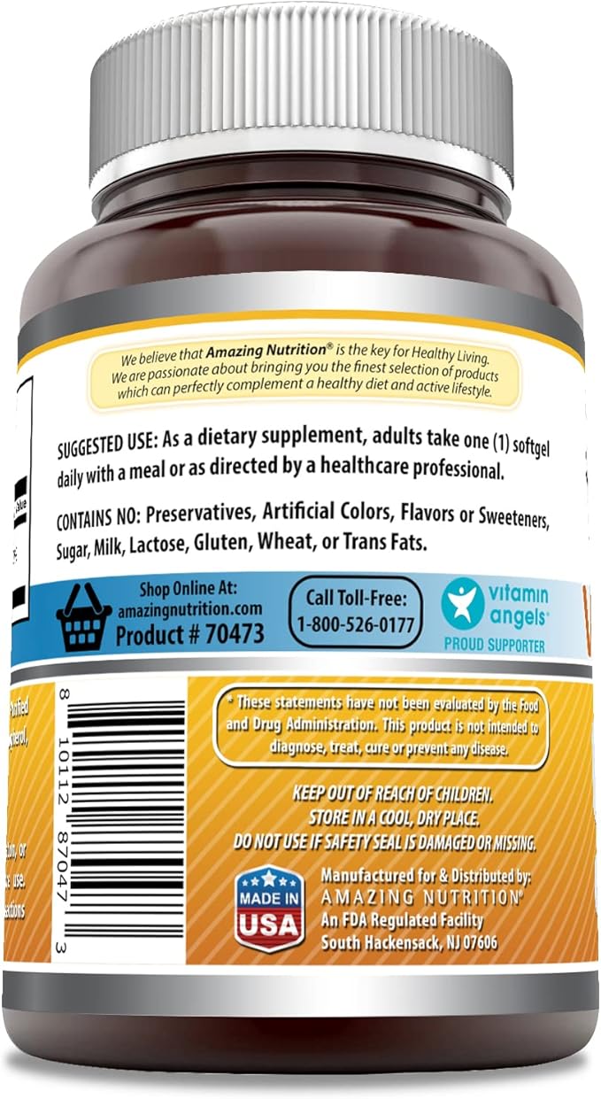 Amazing Formulas Vitamin D3 (Cholecalciferol) Supplement | 1000 IU | 480 Softgels | Non-GMO | Gluten-Free | Made in USA