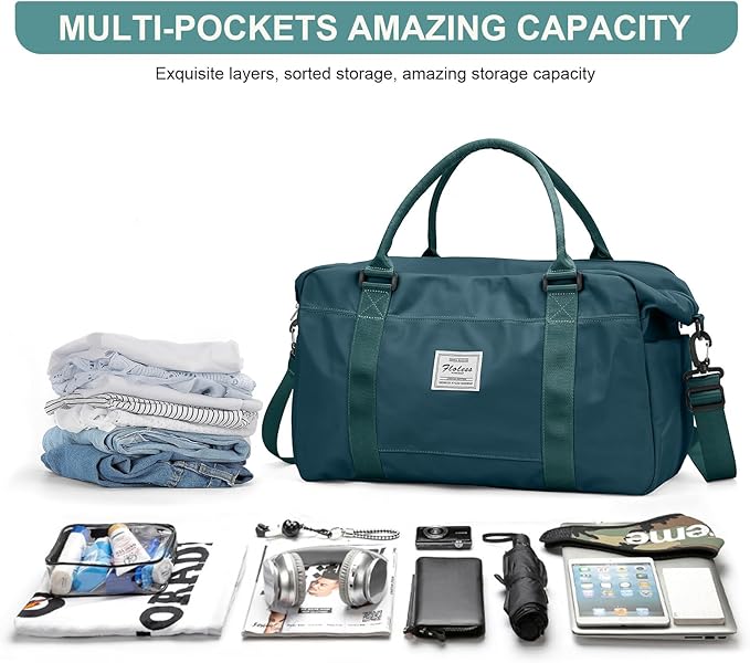 Travel Duffel Bag,Sports Tote Gym Bag,Shoulder Weekender Overnight Bag for Women