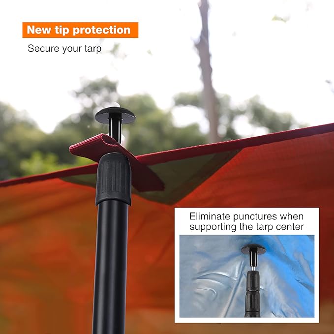 REDCAMP Aluminum Adjustable Camping Tarp Poles, Set of 2, 33.3in to 98.4in Telescoping Lightweight Tent Poles for Shelter, Hammock Rain Fly, Awning