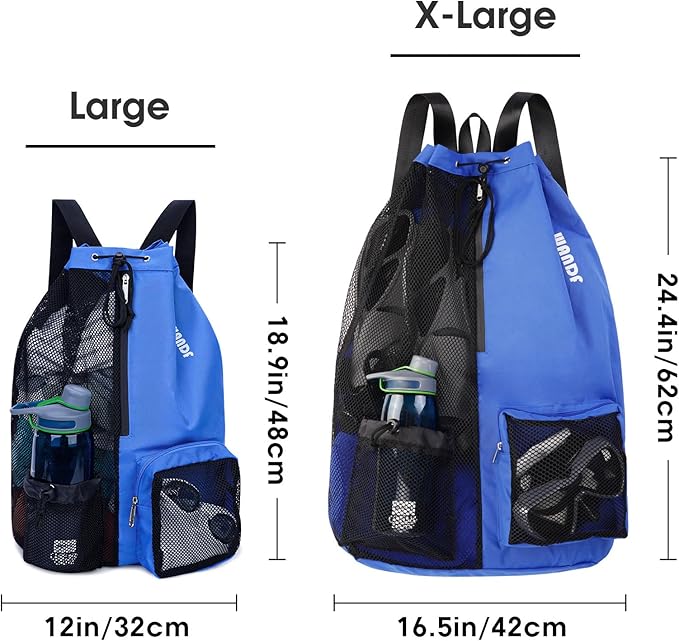 WANDF Swim Bag Mesh Drawstring Backpack with Wet Pocket for Swimming, Gym, and Workout Gear