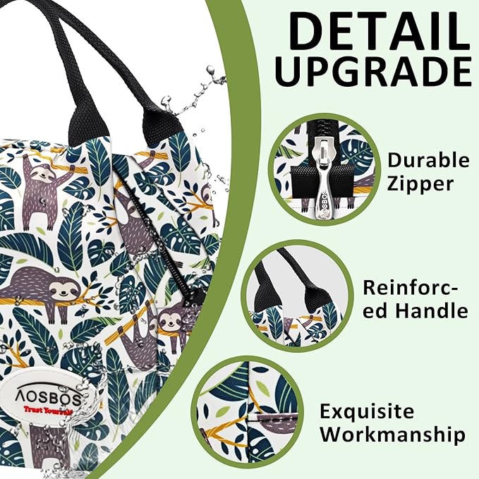 Aosbos Cute Lunch Box for Women Small Lunch Bags for Adult Insulated Lunch Totes Bag Reusable Lunchbox Cooler Bag Lunch Pail Bento Box Adult Mens Lunchbox for Work Meal Travel Bags Picnic Bags