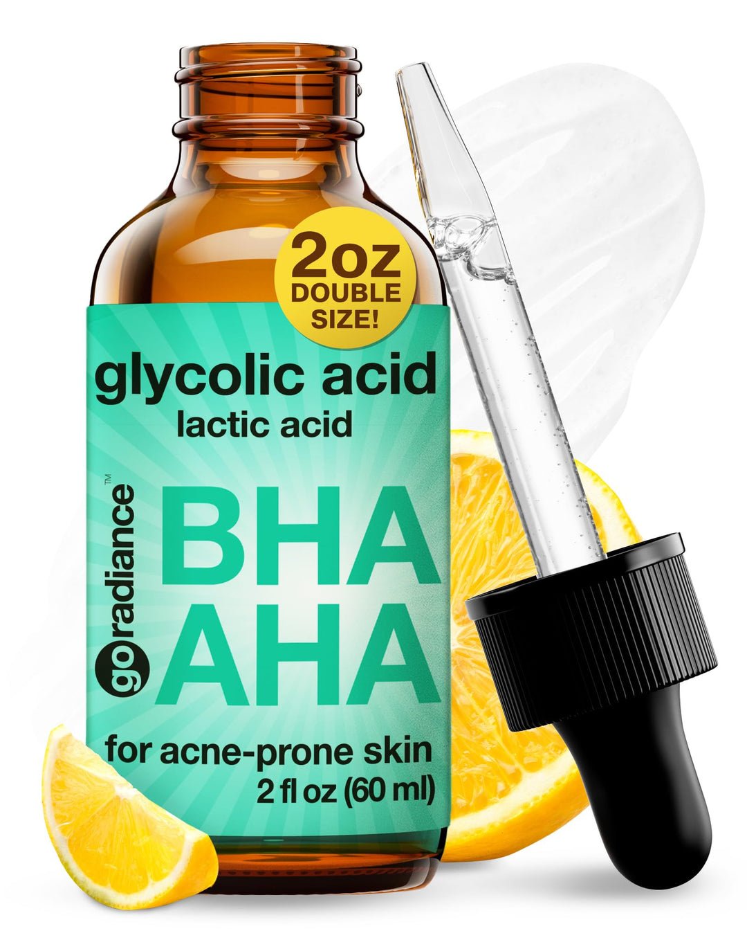 2X Bigger 2Oz, Go Radiance 5% Glycolic Acid Serum, Salicylic Acid Serum For Acne-Prone Skin, Bha Liquid Exfoliant, Aha Peel Lact