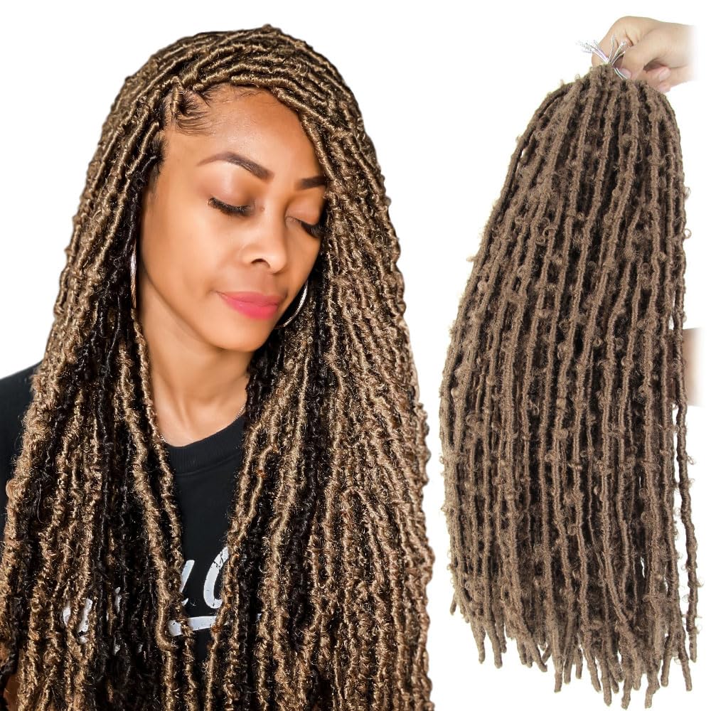 Bohobabe 18 Inch Light Weight Butterfly Locs Crochet Hair 8 Packs Long Distressed Butterfly Faux Locs Crochet Hair, 27#