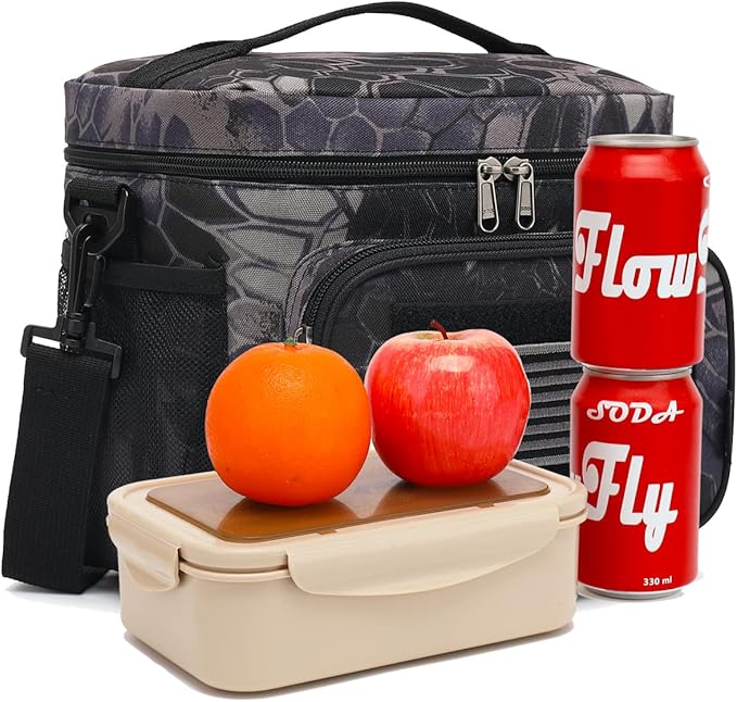FlowFly Tactical Lunch Bag Large Insulated Lunch Box Cooler Tote for Men, Women with MOLLE/PALS Webbing(Typhon, Medium)