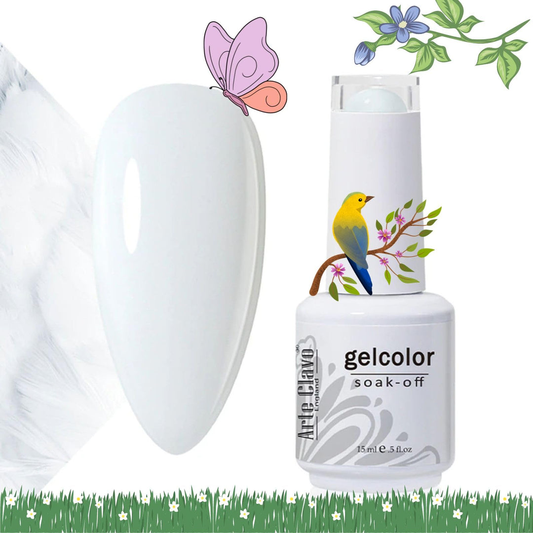 Arte Clavo Gel Nail Polish, 1 Pcs 15Ml Milky Pure White Color Gel Polish Set Soak Off Led Long-Wear Mirror Shine Essential Nail