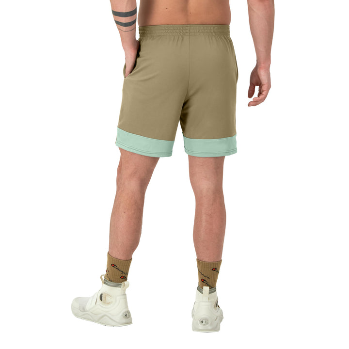 Champion Sport, Moisture Wicking, Athletic Men, Gym Shorts (Reg. or Big & Tall), Soft Suede/Nimbus Green Reflective C, Small