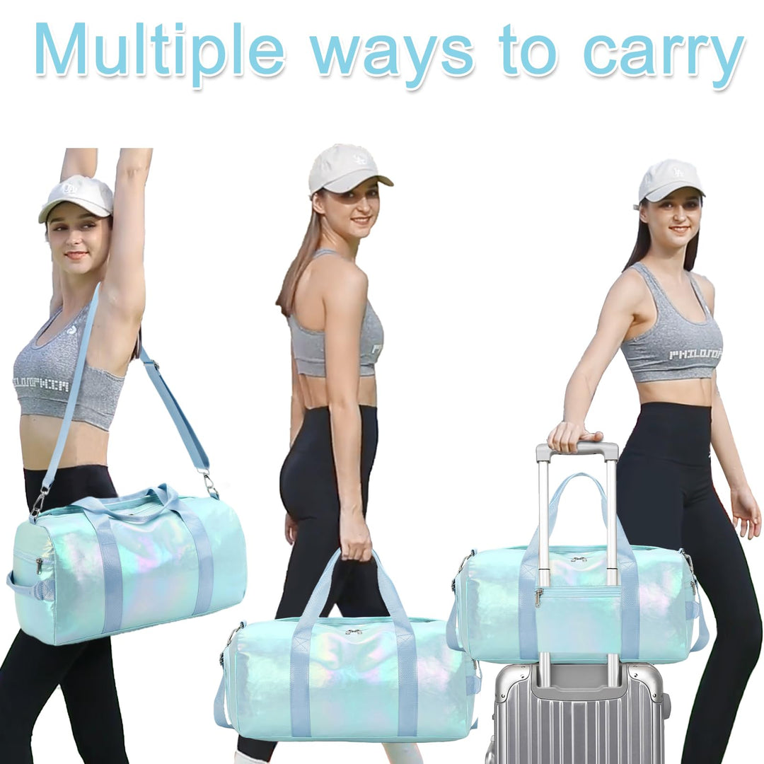 BLUBOON Duffle Bag Girls Kids Cute Gym Bag with Shoes Compartment & Wet Separation Waterproof Sports Overnight Travel Bag