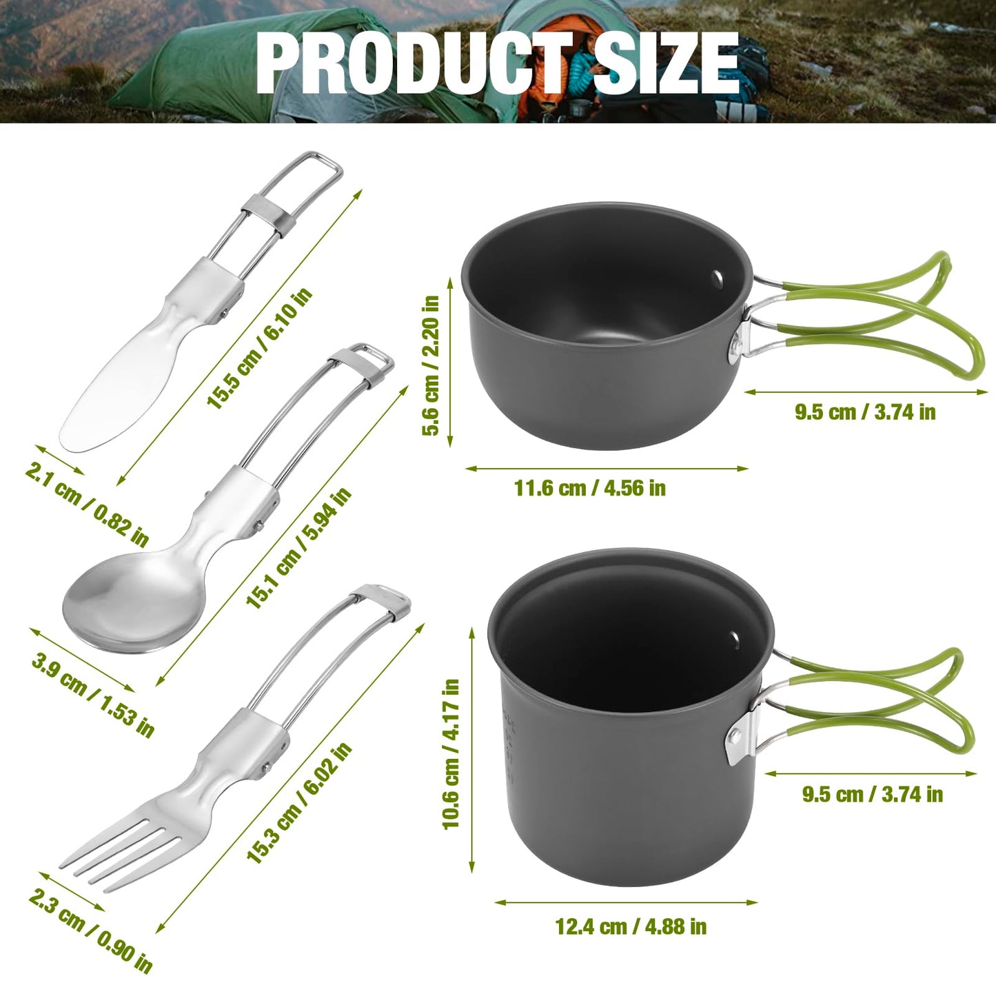 Palmcee Camping Cooking Set, Portable Camping Outdoor Cookware Mess Kit with Storage Bag, Non Stick Foldable Aluminium Cookware Kit, Lightweight Camping Cooking Equipment for Camping Picnic Hiking