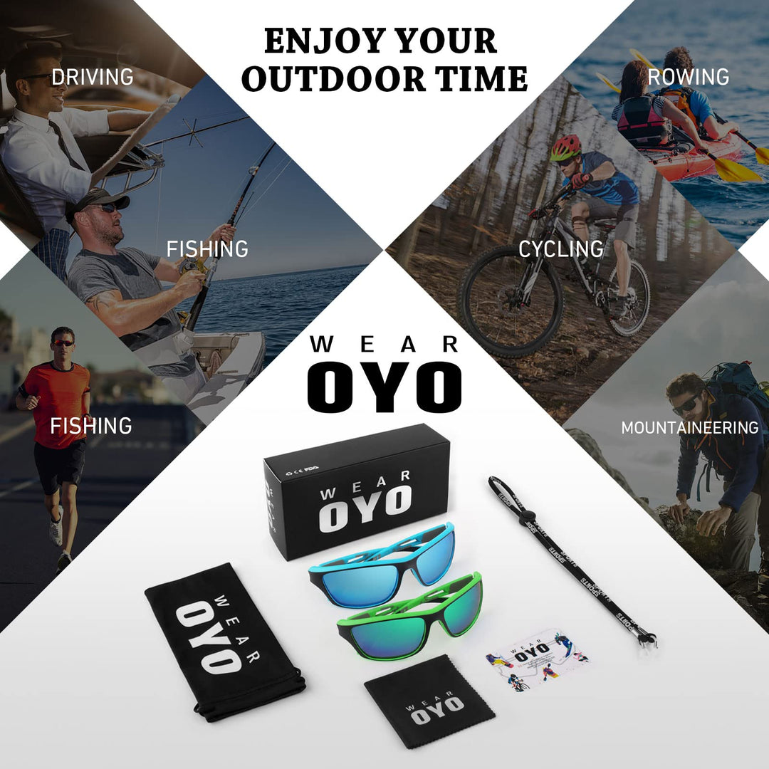 WEAROYO Polarized Sports Sunglasses for Men Women,Fishing Driving Rectangular Goggles UV400 Protection