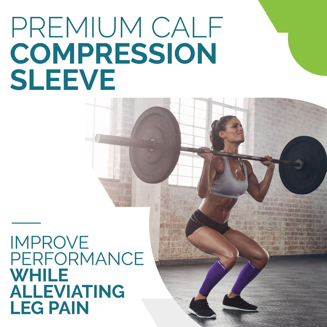 Run Forever Calf Compression Sleeves for Men and Women - Leg Compression Sleeve - Footless Compression Socks for Runners, Shin Splints, Varicose Vein & Calf Pain Relief - Purple Small