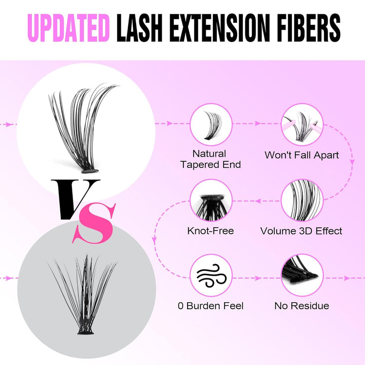 80D Full Volume Eyelash Clusters Kit | DIY Lash Extensions with Bond & Tweezers