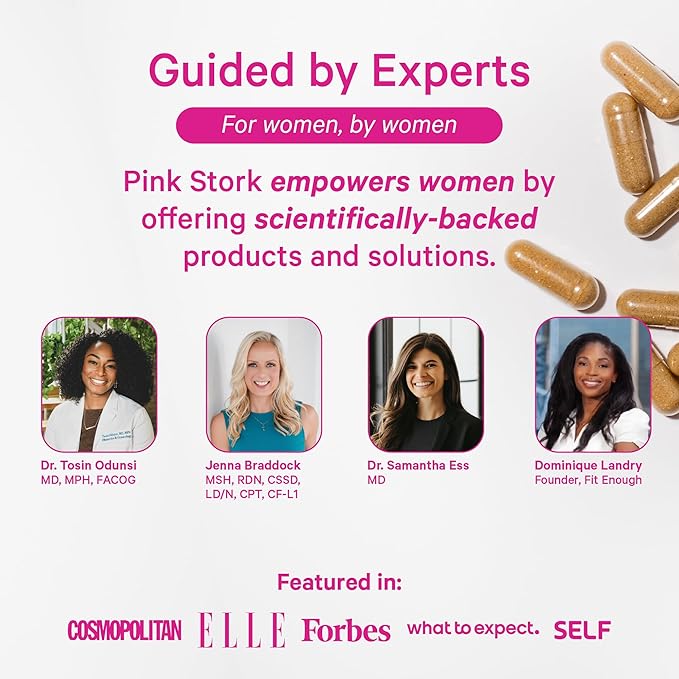 Pink Stork Fertility Support Probiotics for Women with Ashwagandha for Vaginal Health, Conception, pH Balance, Hormone Balance, and Gut Flora, Fertility Supplements for Women, 30 Capsules