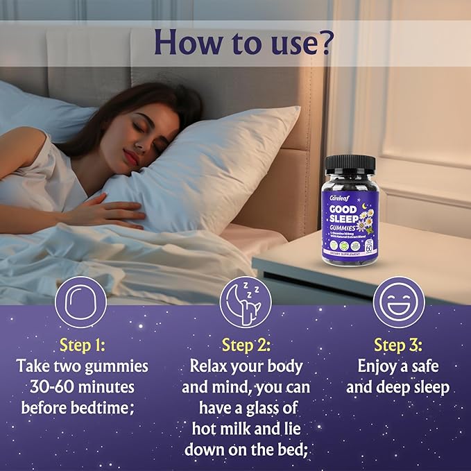 Non-Melatonin Sleep Aid Gummies - Fall Asleep Faster with L-Theanine, Magnesium & Herbal Blend, 60 Vegan Gummies for Adults, Reduces Nighttime Overthinking
