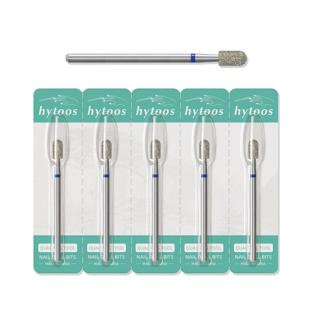 HYTOOS 4mm Smooth Barrel Cuticle Clean Nail Drill Bit, 5Pcs/Set Russian Diamond Nail Bits Professional Safety Under Nail Cleaner Burr for Cuticle Dead Skin, Electric Nails Drill Accessories, Medium
