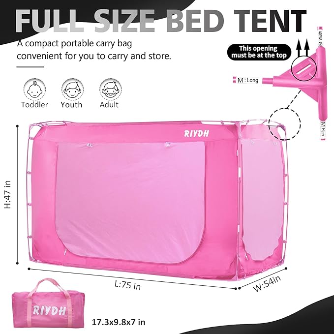 Bed Tent Bed Canopy Full Size Tents for Adult and Kids- Original Design Portable Dream Tent Indoor Sleeping 80% Blackout with 3 Doors Breathable Big Space Tents
