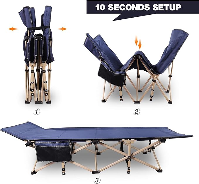REDCAMP 28" Extra Wide Heavy Duty Camping Cots for Adults, Folding Sturdy Portable Sleeping Cot for Camping or Office Use, Blue