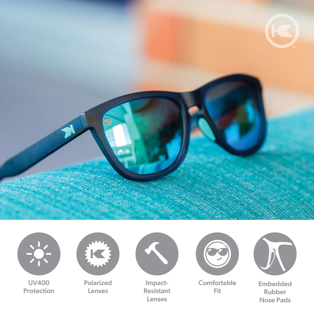 Knockaround Premiums Sport - Polarized Running Sunglasses for Women & Men - Impact Resistant Lenses & Full UV400 Protection, Rubberized Navy/Mint