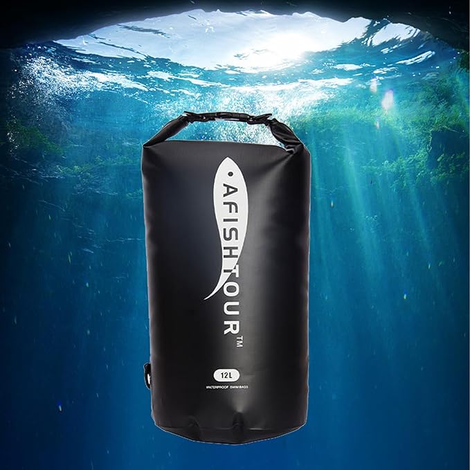 Waterproof Floating Dry Bag for Men Women - 12L Roll Top Sack Keeps Gear Dry with Shoulder Strap for Kayaking, Rafting, Boating, Swimming, Camping, Hiking, Beach, Fishing (Black)