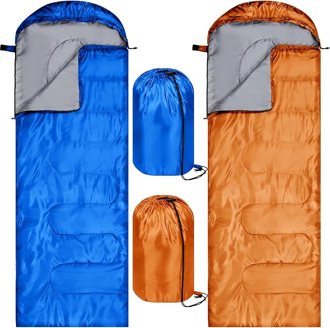 Tudomro 2 Pcs Camping Sleeping Bag for Adults, Lightweight Packable Waterproof Camping Gear Equipment to Keep Warm for Spring Summer Fall Indoor Outdoor Backpacking Hiking Travel