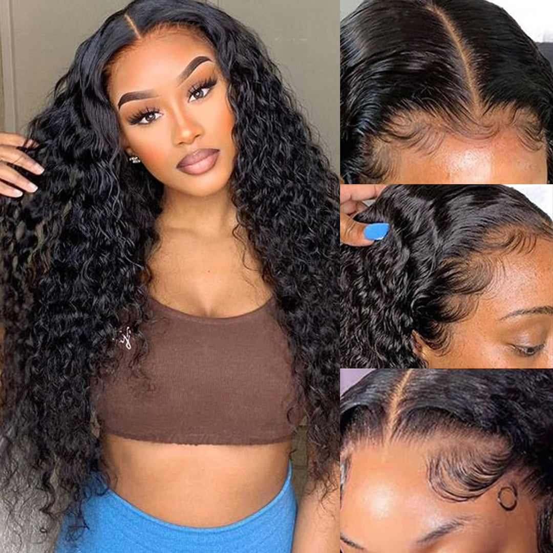 Deep Wave Lace Front Wigs Human Hair 13X6 180% Density Hd Transparent Deep Curly Lace Frontal Wigs Glueless Human Hair Pre Pluck