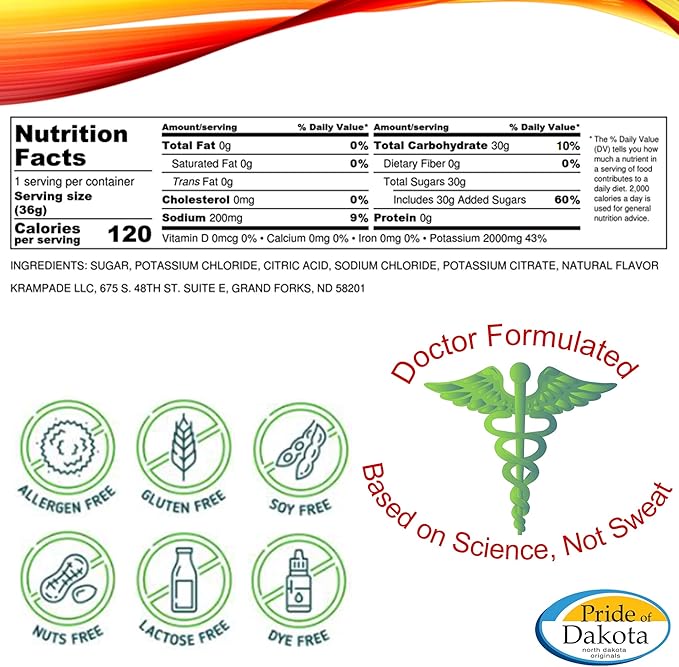 Original 2K - 2000 mg Potassium Electrolyte Powder Drink Mix | Cramp Relief - Hydration - Increased Performance | Orange - 20 Single Serving Packets