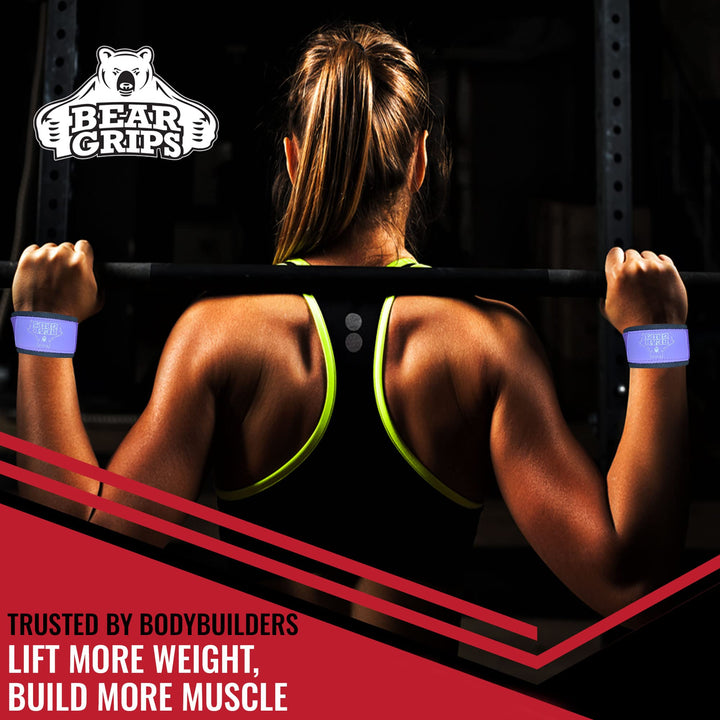 Bear Grips Lifting Straps Gym, Wrist Straps for Weightlifting, Gym Straps, Weightlifting Straps, Deadlift Straps, Weight Lifting Straps for Men, Weight Straps Lifting Women, 2 Lifting Strap | Purple