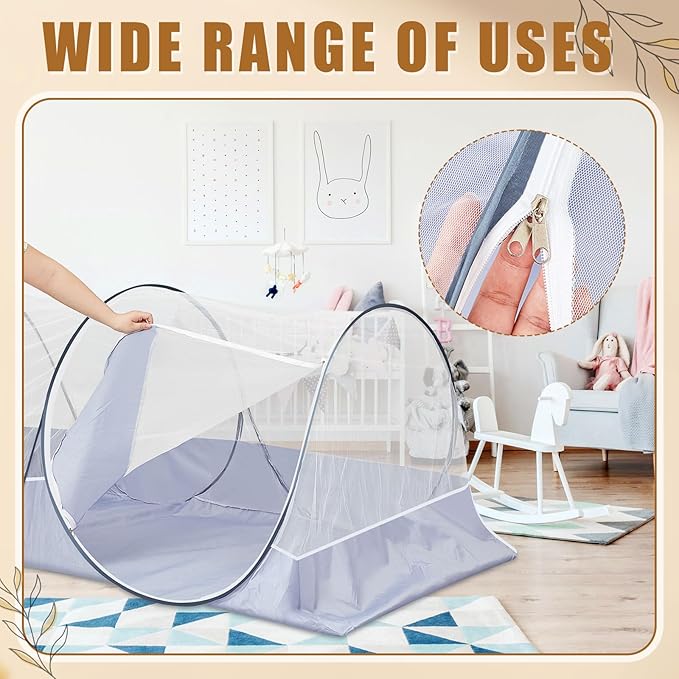 2 Pcs Large Pop up Mosquito Tent Nets Portable Foldable Mosquito Nets for Bed Camping Travel Patio Outdoor Crib Bug Netting Mesh Tent Canopy for Adults Baby Bedroom (78 * 39 * 28 Inch)