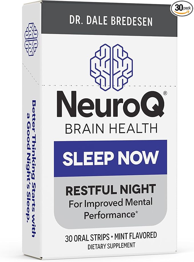 LifeSeasons NeuroQ Sleep Now - Natural Sleep Support Supplement - Maintain Healthy Sleep Cycles & Brain Function - Melatonin & L-Theanine - Non-Habit Forming - 30 Mint Oral Strips