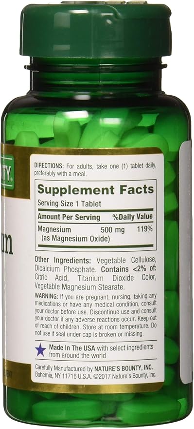 Nature's Bounty Magnesium 500 mg Tablets 100 ea