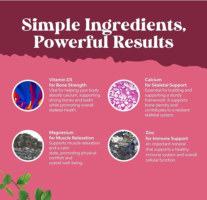 Calcium Magnesium Zinc Gummies - Magnesium Zinc Calcium Supplement Gummies with Vitamin D3 for Teeth and Bone Health - Certified Kosher Non-GMO Gelatin Free & Vegetarian Friendly (3 Month Supply)